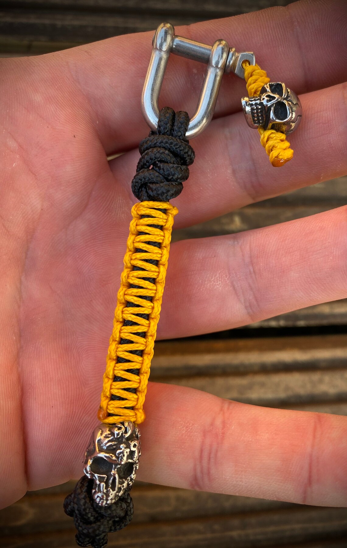 Skull Bead Paracord Lanyard Beaded Keyring Paracord Bead Etsy