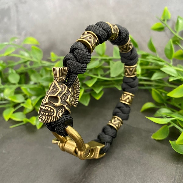 Bracelet du roi Léonidas, bracelet paracorde, bracelet Sparte, bracelet spartiate, bracelet pour homme, bracelet robuste, bracelet casque spartiate