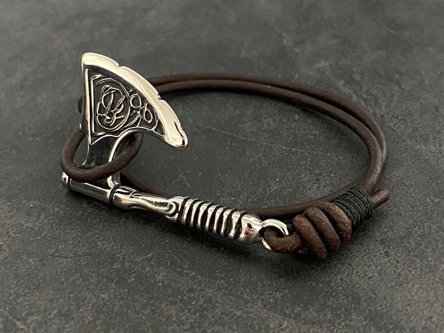 Leather Axehead Bracelet – Vikings of Valhalla US