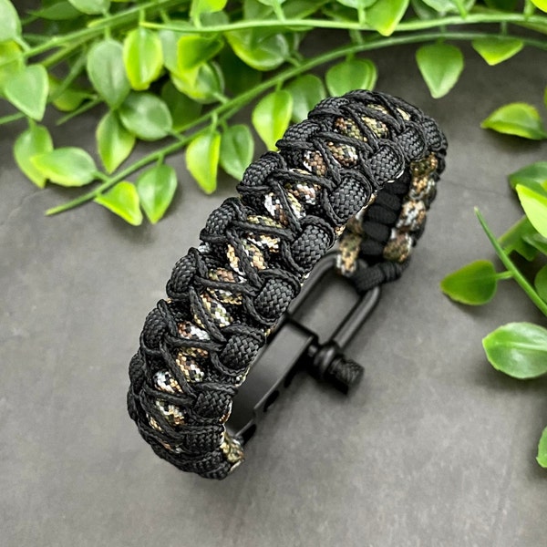 Bracelet manille - Bracelet paracorde - Bracelet tactique - Bracelet militaire - Bracelet corde - Bracelet manille noire - Bracelet EDC