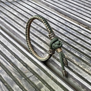 Paracord Bracelet with Brass Beads: US-Made Nylon Rope