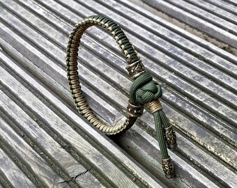 Paracord Bracelet with Brass Beads: US-Made Nylon Rope