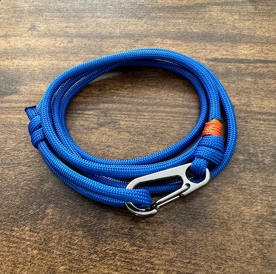 Bracciale Paracord Micro Cord Intrecciato Fatto A Mano - Nero/Azzurro 550 Lb - Atwood Rope - Prodotto USA