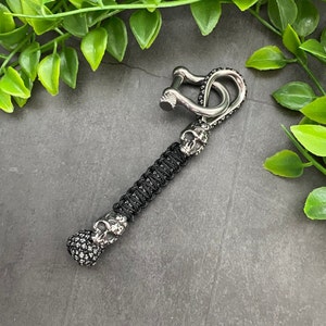 Skull Bead - Paracord Lanyard - Stainless Steel Bead - Keychain - Paracord Keyring