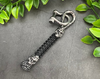 Skull Bead - Paracord Lanyard - Stainless Steel Bead - Keychain - Paracord Keyring