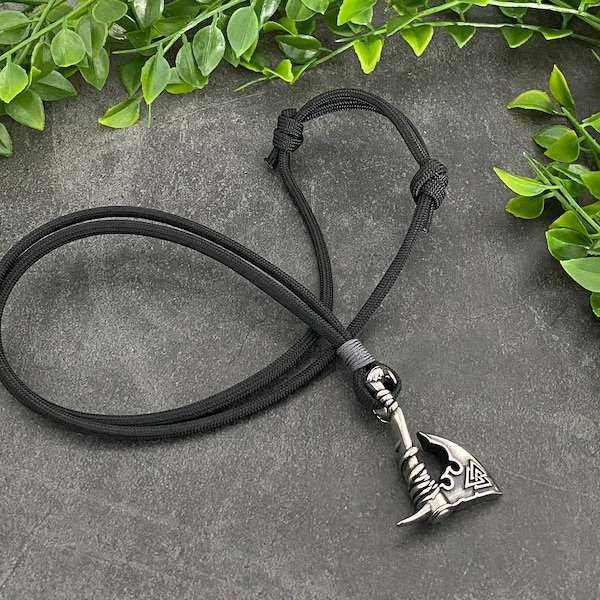 Viking Axe Pendant - Paracord Necklace - Axe Necklace - Men's Necklace