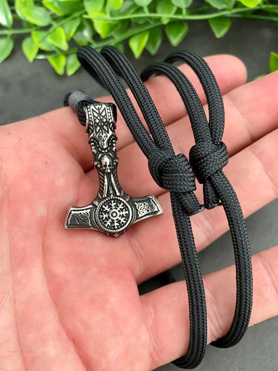 Thor Hammer - Adjustable Paracord Necklace Featuring a Stainless