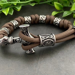 Thor Hammer Bracelet - Adjustable Paracord Bracelet - Mjolnir Bracelet - Viking Bracelet - Norse Jewellery - Runic Bead