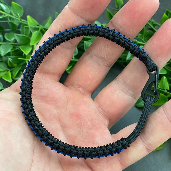Thin Blue Line Bead Bracelet - Elastic Support Bracelet For Law Enforcement, 8 Inch, Plastic Beads