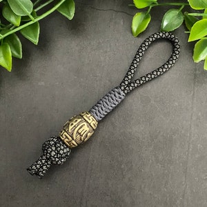 Beaded Lanyard, Paracord Keyring, Paracord Keychain, Knife Lanyard, Knife Bead, Beaded Lanyard, Brass Bead Lanyard