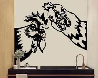 Huhn Wandtattoa Hahn Dekor Bauernhof Leben Kinder Huhn Wand kunst Aufkleber Hahn Liebhaber Tiere Wandtattoa Wandtattoa Aufkleber Sticker 4123ER