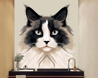 Ragdoll Cat Cute Cat wall decals kids Cat wall art Decal Ragdoll Lover Animals Wall Decal Cat Wall Bathroom Wall Decal Stickers Vinyl 5050ER