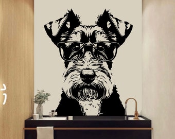 Hipster Dog wall decal Dog decor Dog kids Dog wall art Decal Dog Lover Animals wall decal Dog Wall Bathroom Decals Stickers Vinyl 4500ER