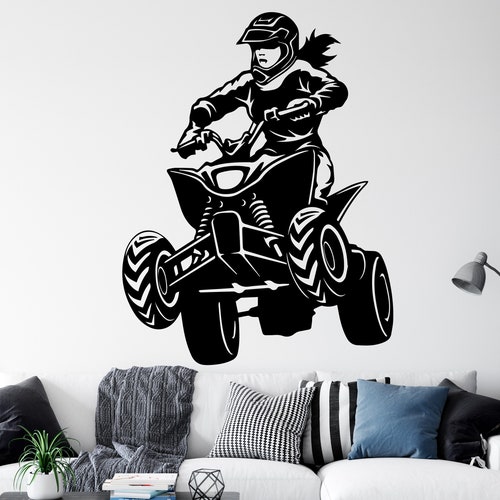 Girl Atv Quad Wall Decal Girl Atv Stickers Art Vinyl Decal Etsy