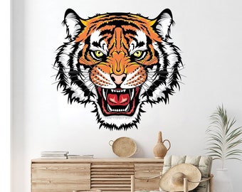 Décalcomanie murale Tiger Head | | d’autocollants murs Tigre | tiger wall de décoration | d’art mural du tigre Tiger Animals Lover Wall Decal Wall Décalcomanies Vinyle 3577ER