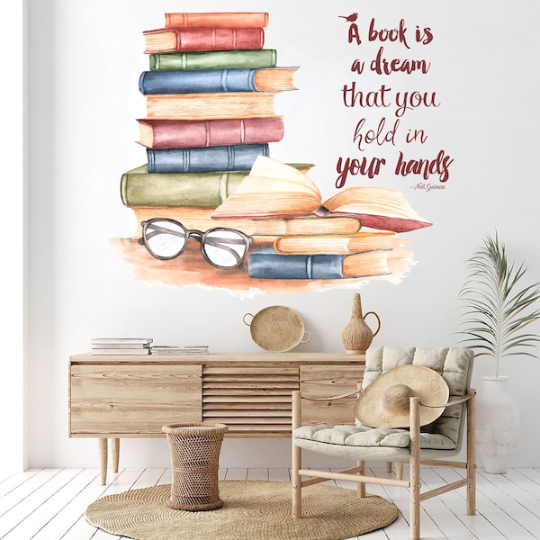 Book Quote Kids  Wall Decal Books Quote Reading Room Library Book Shop Stickers Bookstore bookshelf Girl Boy Bedroom Mural 3343ER