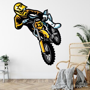 53cm * 60 Cm Moto Motocross Art Stickers Muraux Chambre Amovible