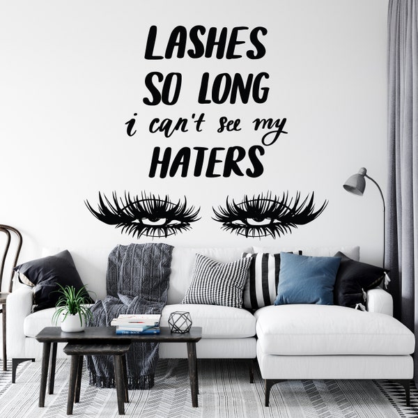 Lashes So Long Beauty Salon Lashes Nail Polish Brow Eyelashes Wall Decal Eyebrows Lipstick Mascara Lashes Women 2664ER