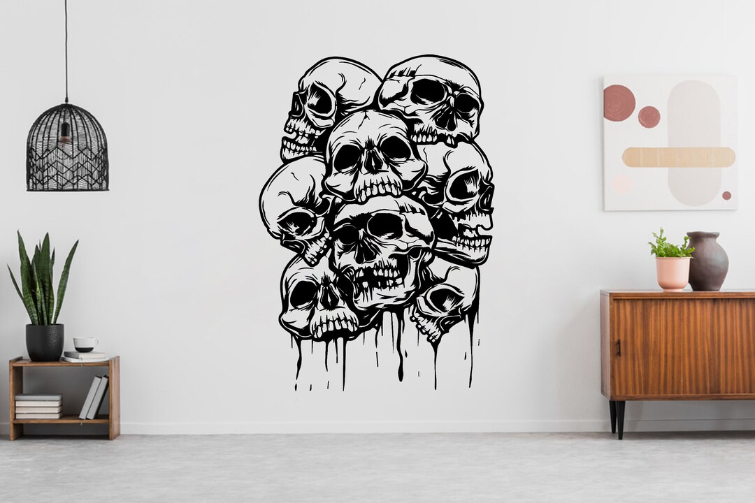 Skeleton Skull Wall Decal Halloween Decor Decorations Skull Wall Art