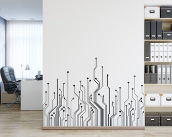 Circuit Board Wall Decal, Technology Vinyl Wall Art Decals, Gamer Room Decal, Computer IT Decor, Software Science Wall Sticker Office 3291ER