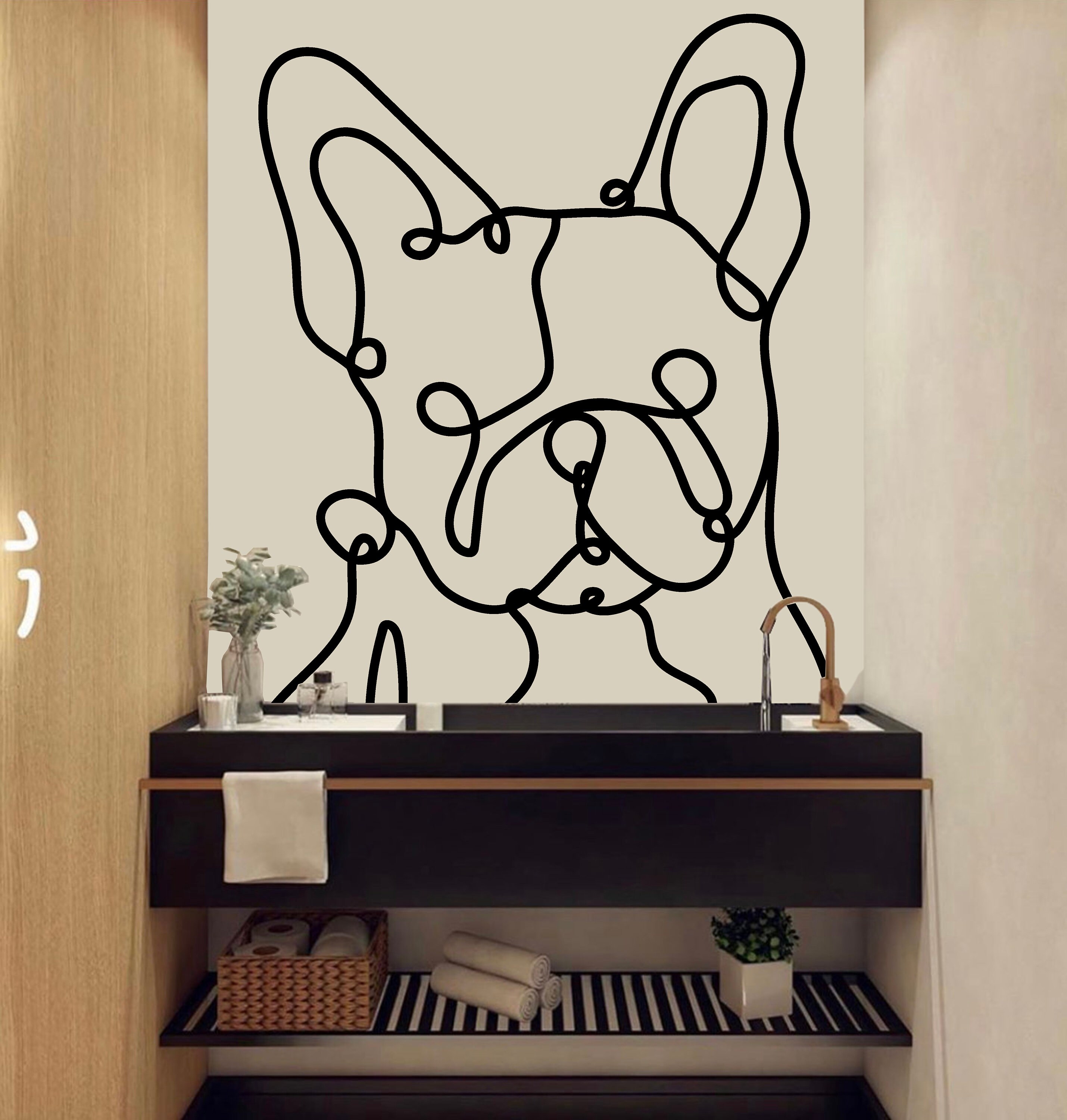 Dog Wall Decal Dog Line Art Dog Kids Dog Wall Art Decal Dog Etsy