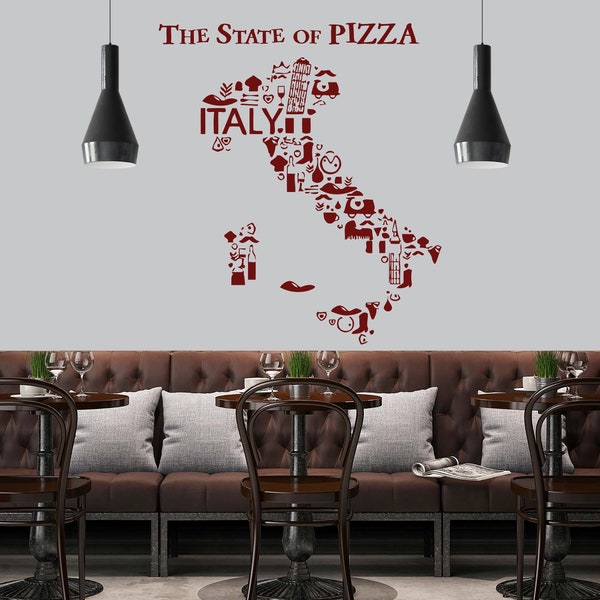 Pizza Custom Food Lover Wall Decal Pizza gifts Vinyl Pizza lover Pizzeria Wall Art Stickers Quotes Wall Stickers Art Room Home Decor 1296ER