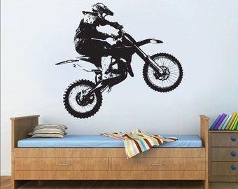 Motorcross muur decor vrije stijl slaapkamer stickers Art vinyl decal Dirt Bike sport motorfiets gepersonaliseerde Kids jongens tiener kamer 1042ER