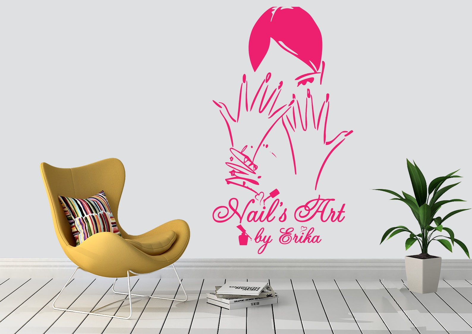 Nail Wall Decal Nail Polish Wall Art Girl Nail Salon Art Etsy