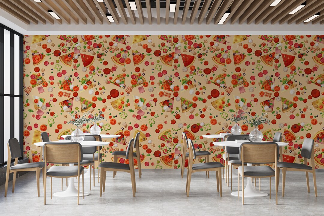 Pizza Peel and Stick Wallpaper Pizzeria Wallpaper Wall Decor - Etsy