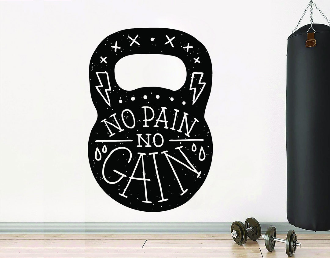 No Pain No Gain Gym Wall Decal Fitness Decor Art Quotes Gym Stickers ...