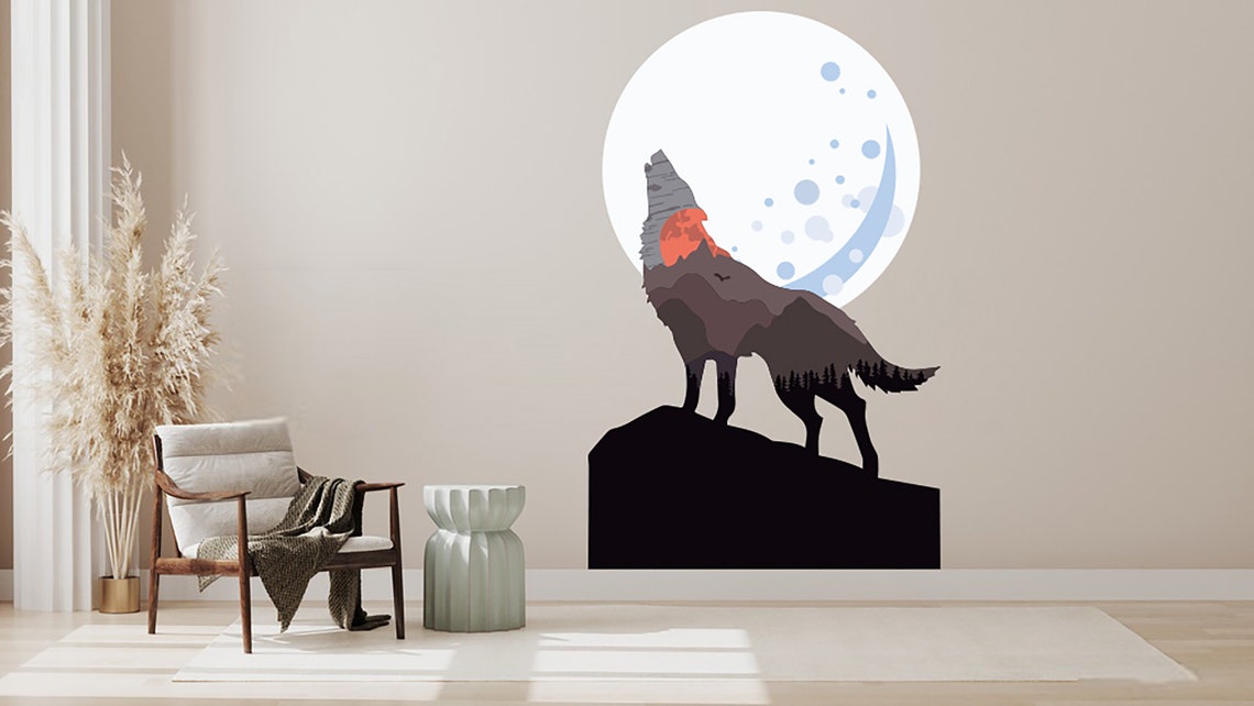 Wolf Wall Decals Wolf Wall Decor Animal Nature Wolf Dog | Etsy