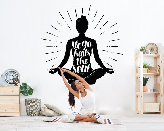 Free Soul Yoga Wall Decor Yoga Meditation Decal Art Namaste Chakra Lotus  wall Art Gifts Woman Men Girl Inspiring Stickers Soul Buddha 2405ER