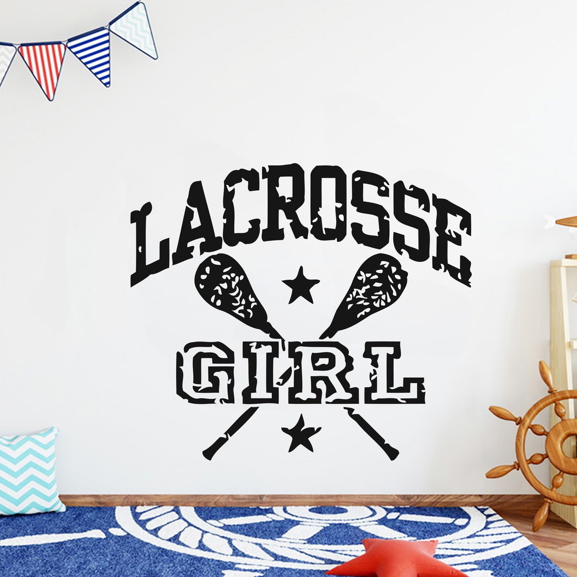 Lacrosse Wall Art Girl Personalized Gifts Custom Decal Wall Etsy
