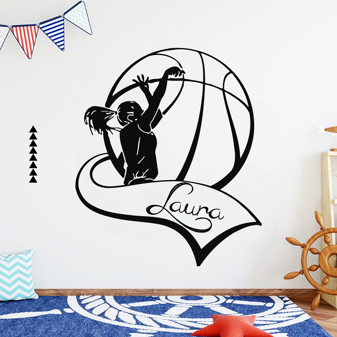 Basketball Custom Decal Wall Decal Sport Vinyl Boy Basket Wall Art Hoop