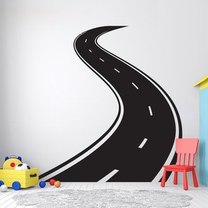 Road wall decal sticker tire track wall sticker road wall decals winding road mural bedroom kids room Road wall vinyl kids gifts  2313ER