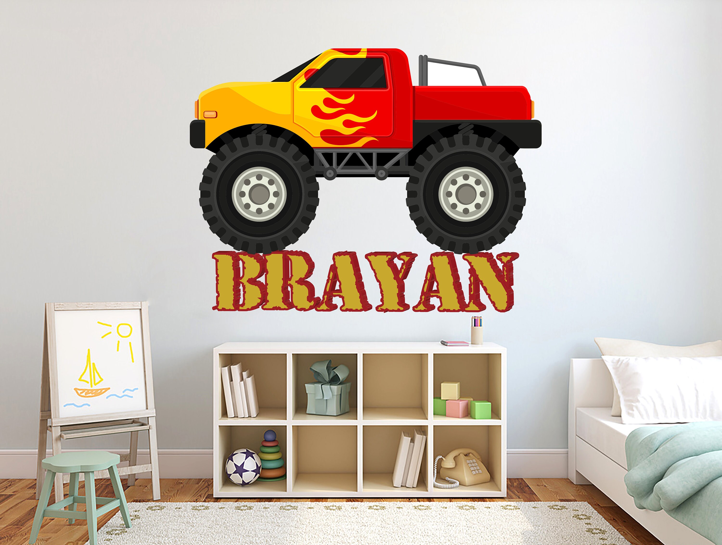 Large Custom Name Monster Truck Wall Decal Monster Car Decal Etsy UK