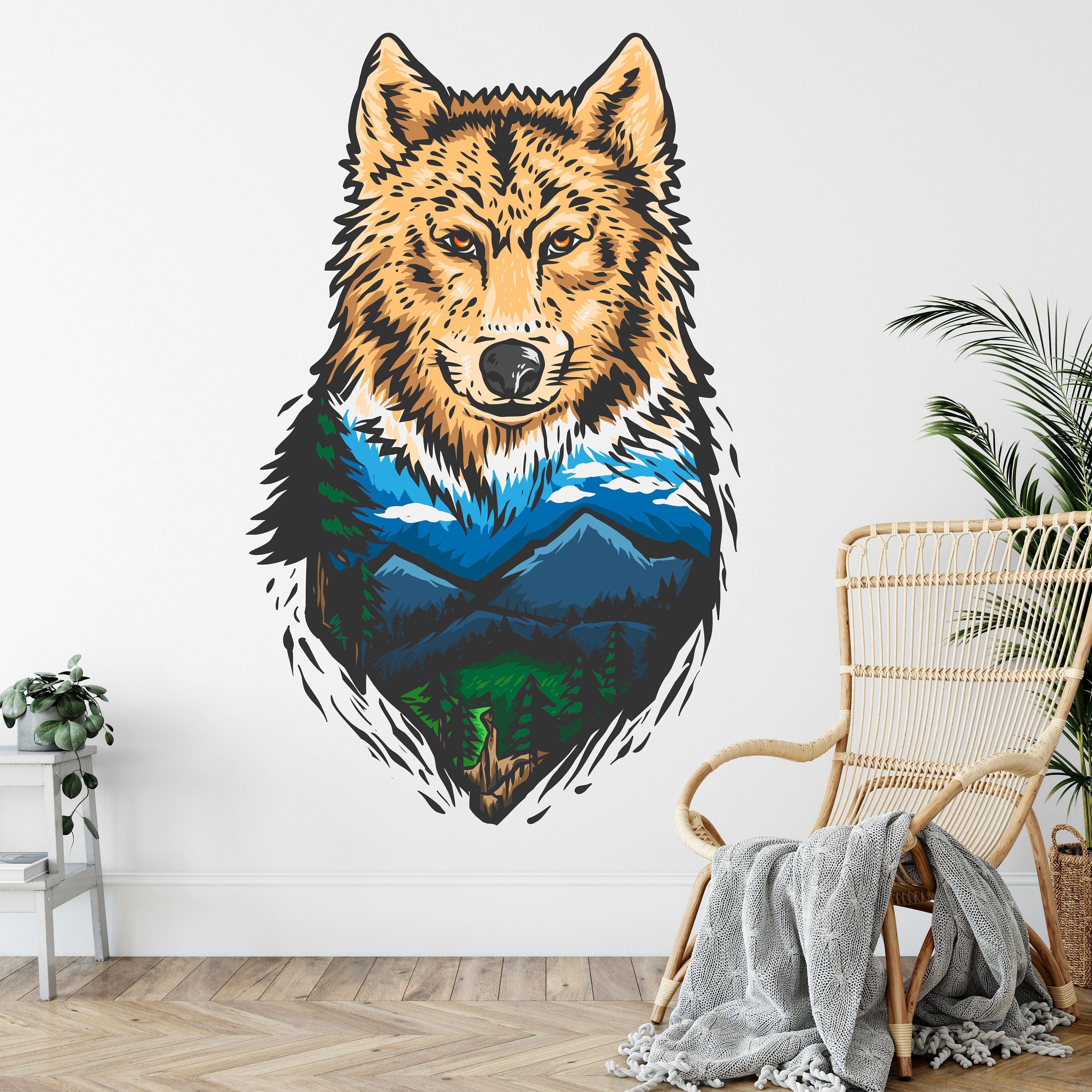 Wolf Wall Decal Animal Nature Wolf Dog Animals anime wall Etsy