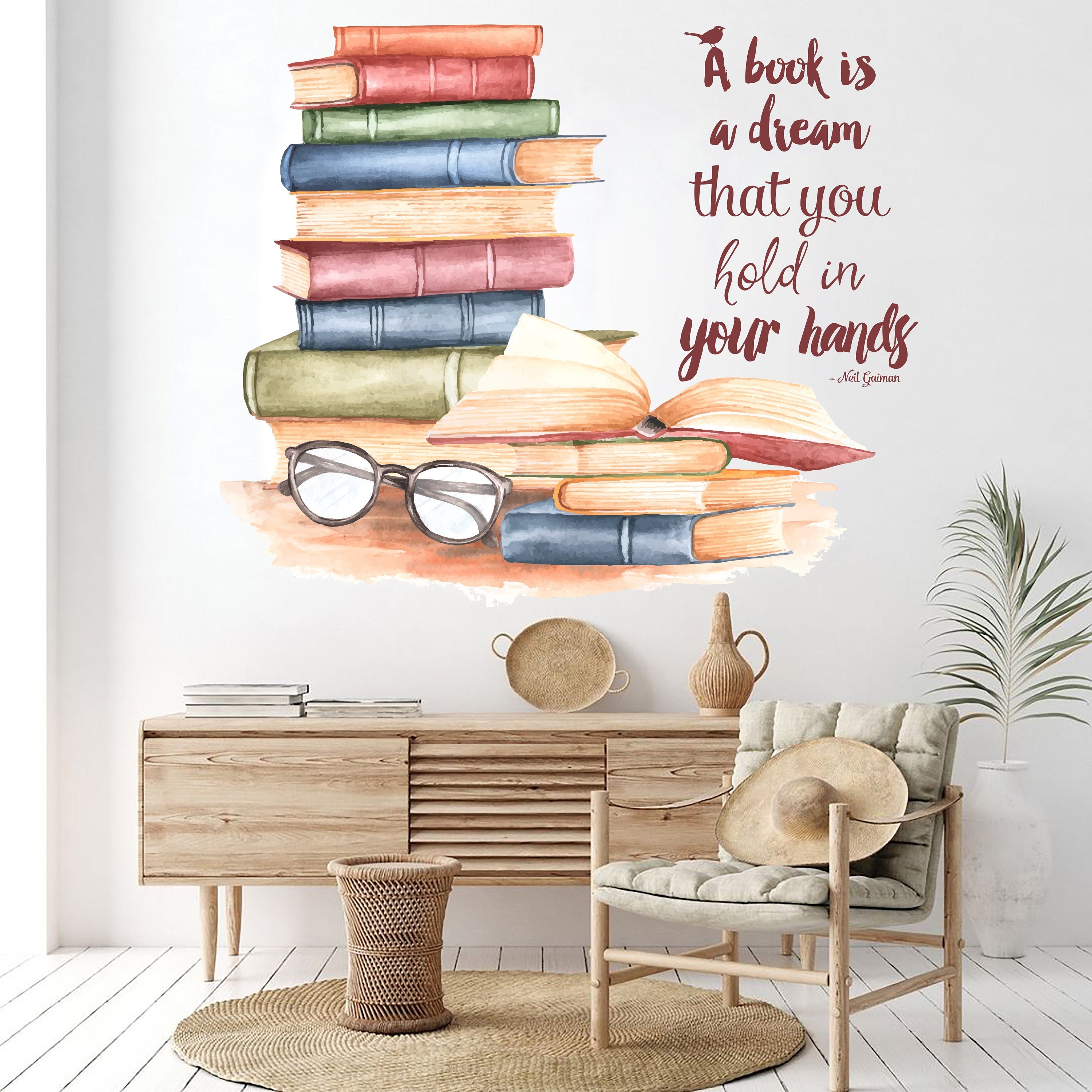 1 Autocollant Mural Fantaisiste Pour Livre De Lecture Fille – Autocollant  Mural Pour Livres Et Bibliothèques – Citations Inspirantes En Vinyle Pour  Les Amateurs De Lecture, Les Bibliothèques Et Les Salles De