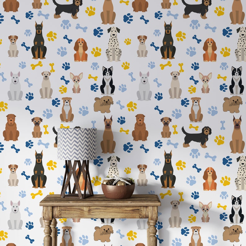 Dogs Wallpaper Dogs Peel and Stick Wallpaper Dog Wallpaper Pet - Etsy