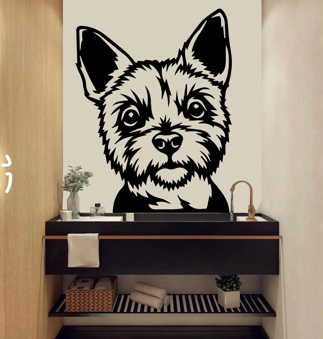 Yorkie Dog Wall Decal Dog Decor Dog Kids Dog Wall Art Decal Etsy