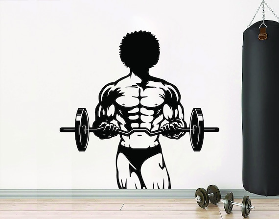 Afro Men Gym Wall Decal Power Fitness Quote Decor Workout Art - Etsy Hong  Kong