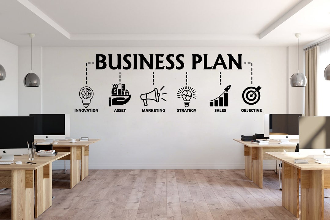 Business Plan Wall Decal, Asset, Marketing, Strategy, Sales, Objective