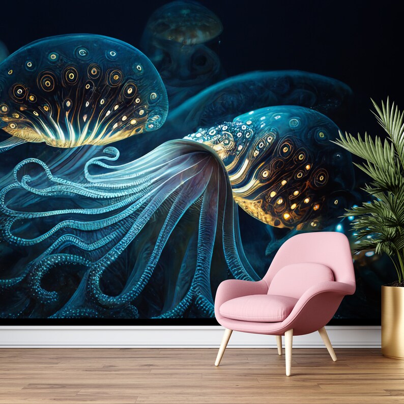 Octopus Wallpaper Ocean Wallpaper Jellyfish Peel and Stick - Etsy