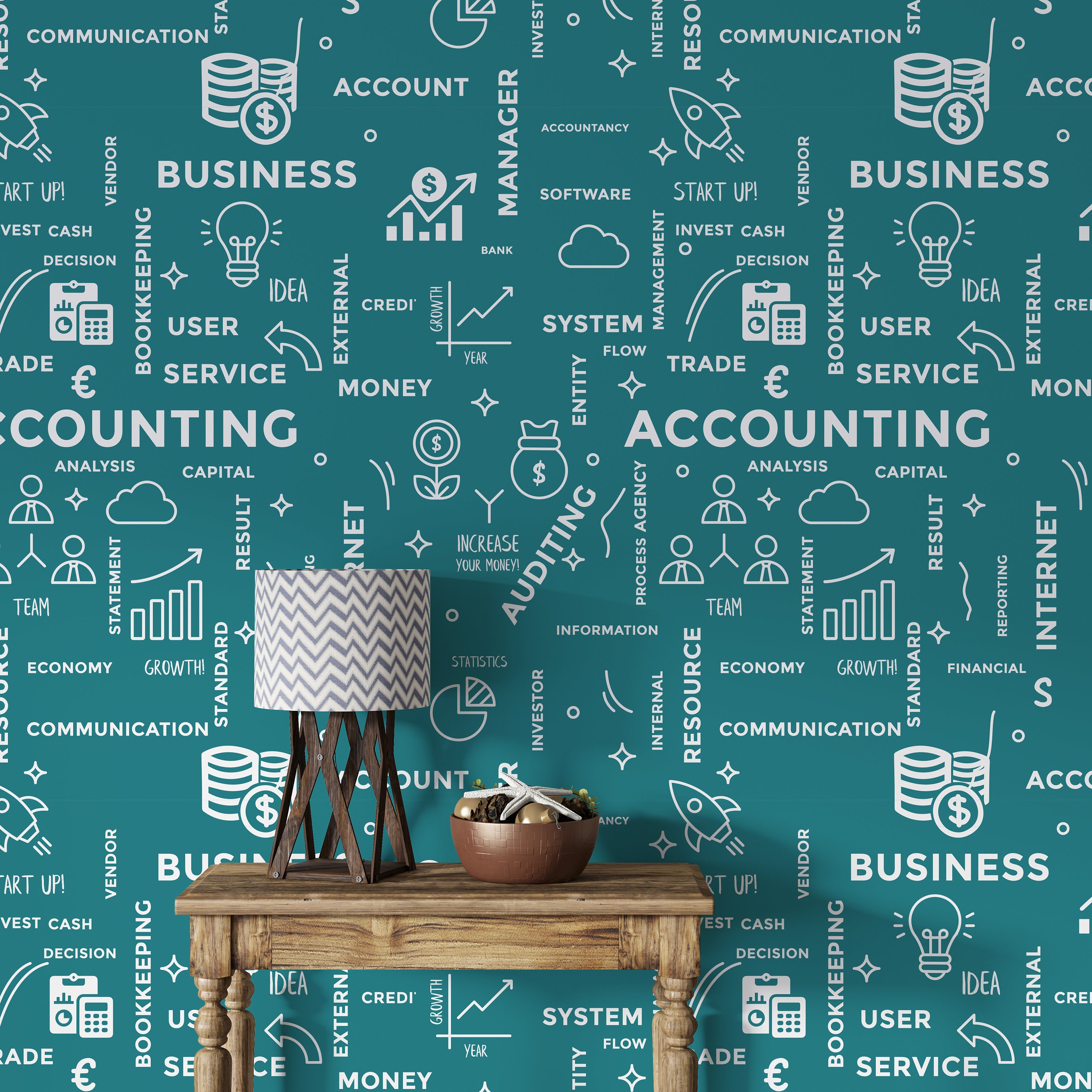Accounting Decor Office Wall Decal Teamwork Business Wallpaper - Etsy