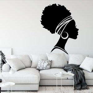 African American Wall Decal Afro Girl Wall Art Strong | Etsy