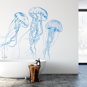 Jellyfish Wall Decal, Jellyfish Wall Art Modern Wall Stickers, Jellyfish Bathroom Decor, Jellyfish Room Wall Art Jellyfish Home Decor 3666ER