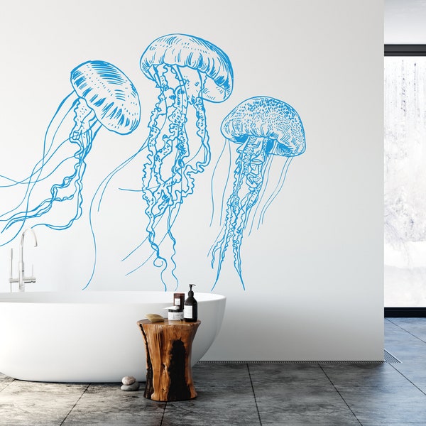 Jellyfish Wall Decal, Jellyfish Wall Art Modern Wall Stickers, Jellyfish Bathroom Decor, Jellyfish Room Wall Art Jellyfish Home Decor 3666ER