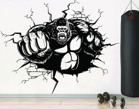 Gorilla Gym Wall Decal Quote Power fitness Quote Decor Workout Art Vinyl  Wall Stickers Bedroom Gym Motivation Workout Girl Crossfit 2480ER