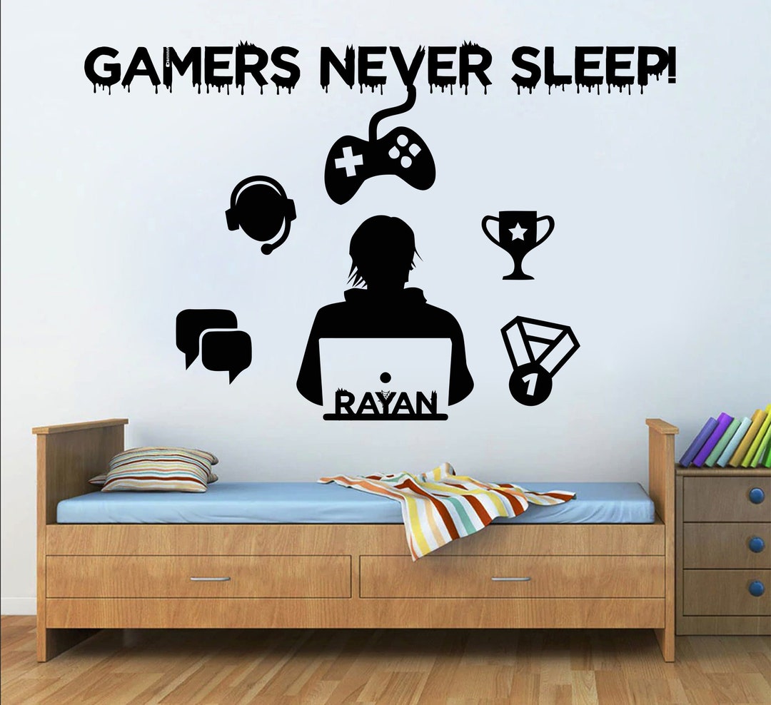 Gamer Wall Decor Custom Controller Decal Video Game Girl Boy Room Gifts ...