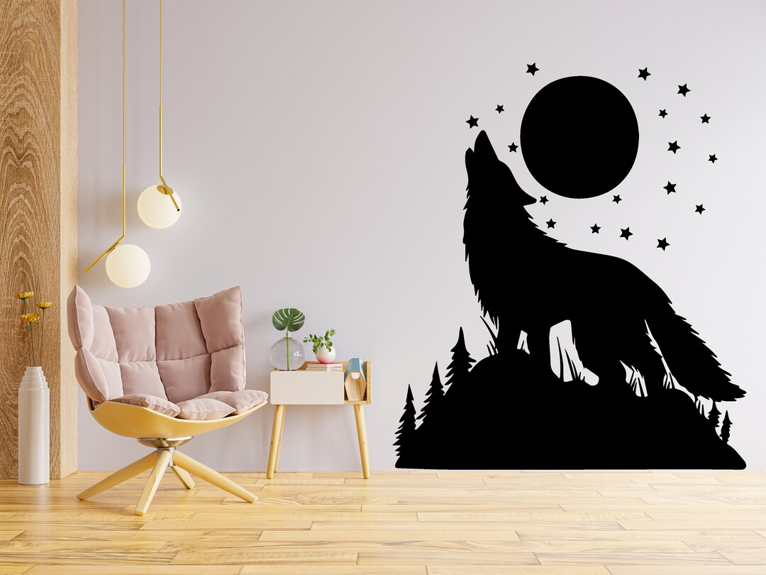 Howling Wolf Wall Decal Mountain Wolf Forest Animal Nature Wolf Animals